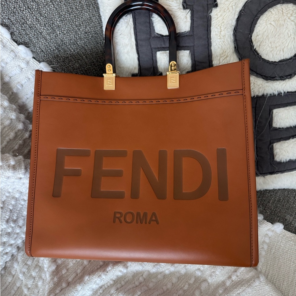 Fendi Tan Leather Tote with Gold Accents